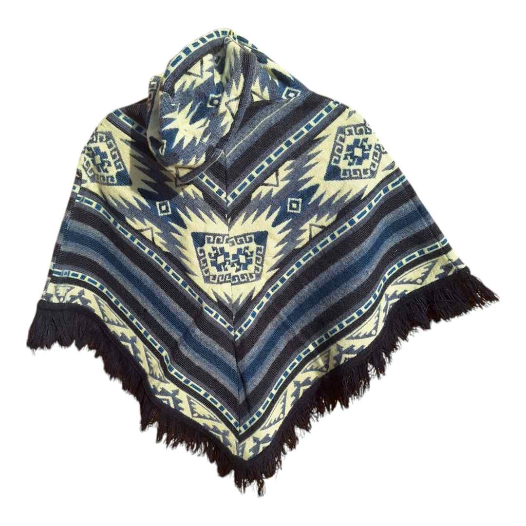 Alpaca Wool Kid's Poncho Light Grey and Black