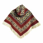 Alpaca Wool Kid's Poncho Red and Black