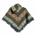 Alpaca Wool Kid's Poncho Dark Grey and White