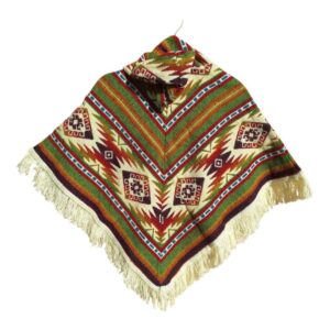 Alpaca Wool Kid's Poncho Sage and Brown