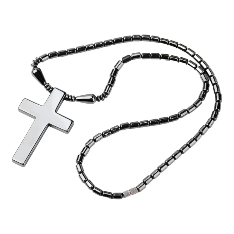 Hematite Cross Necklace With Large Cross