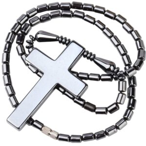 Hematite Cross Necklace With Large Cross