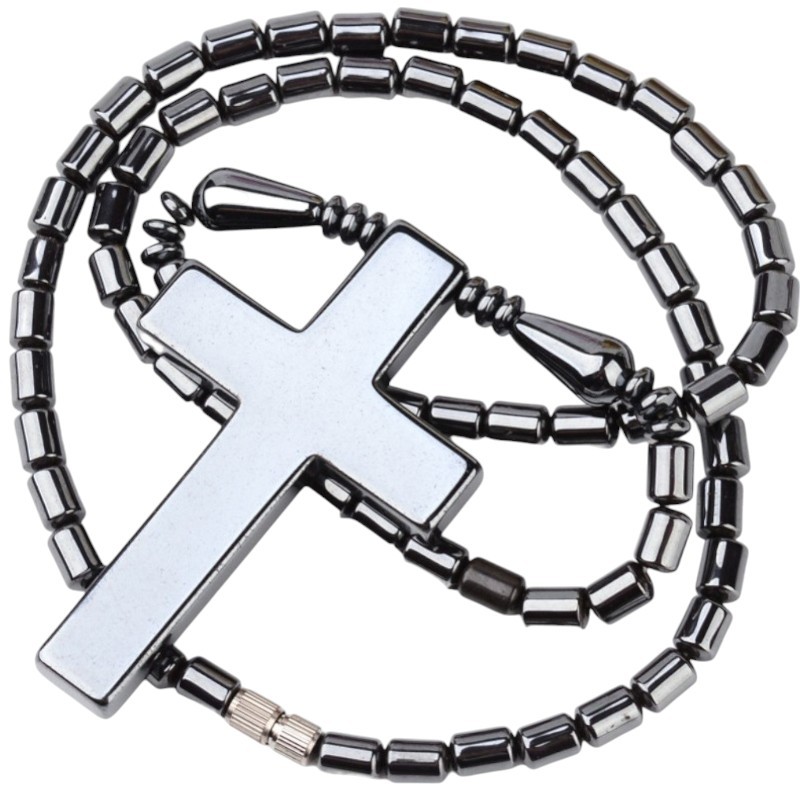 Hematite Cross Necklace With Large Cross
