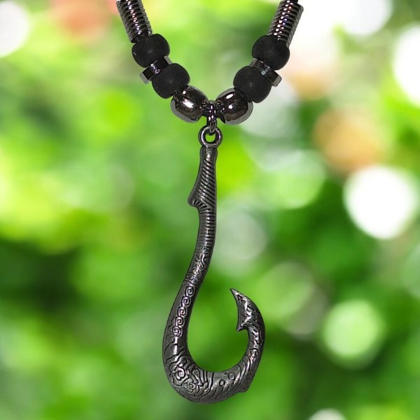 Hook Necklace on Black Cord