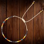 Handmade Beaded Bracelet Adjustable Black Yellow Orange