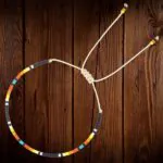 Handmade Beaded Bracelet Adjustable Black Yellow Orange