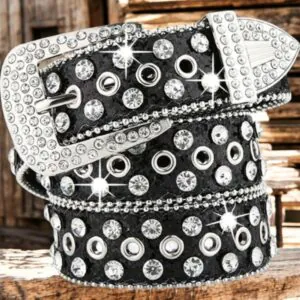 Rhinestone Bling Belt Black