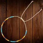 Handmade Beaded Bracelet Adjustable Turquoise Yellow Orange