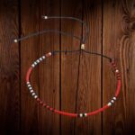 Handmade Beaded Bracelet Adjustable Red Black White
