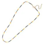 Miyuki Beaded Necklace - Handmade Single Strand Black Orange Turquoise