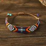 Handmade Miyuki Beaded Bracelets Adjustable Blue Orange Black