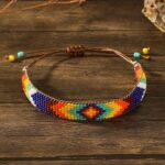 Handmade Miyuki Beaded Bracelets Adjustable Turquoise Yellow Orange Blue