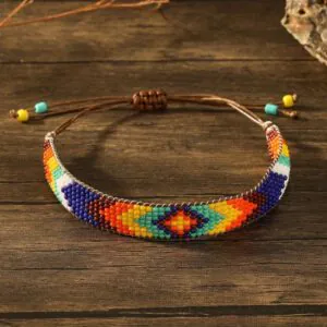 Handmade Miyuki Beaded Bracelets Adjustable Turquoise Yellow Orange Blue