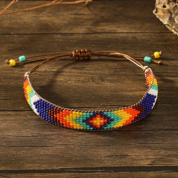 Handmade Miyuki Beaded Bracelets Adjustable Turquoise Yellow Orange Blue