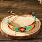 Handmade Miyuki Beaded Bracelets Adjustable Turquoise Yellow Red