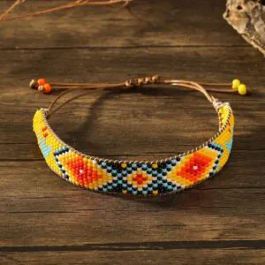 Handmade Miyuki Beaded Bracelets Adjustable Yellow Orange Blue