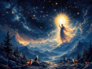 native american legend of a sun god walking across the heavens carrying the sun on his back