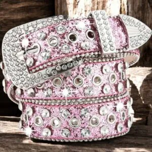 Rhinestone Bling Belt Pink