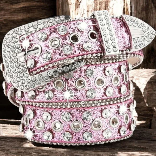 Rhinestone Bling Belt Pink