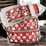 Rhinestone Bling Belt Red