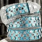 Rhinestone Bling Belt Teal