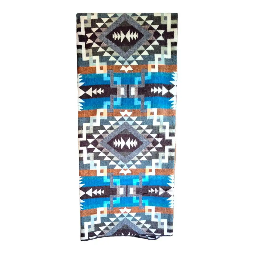 Alpaca Wool Native Blanket Blue Grey Rust