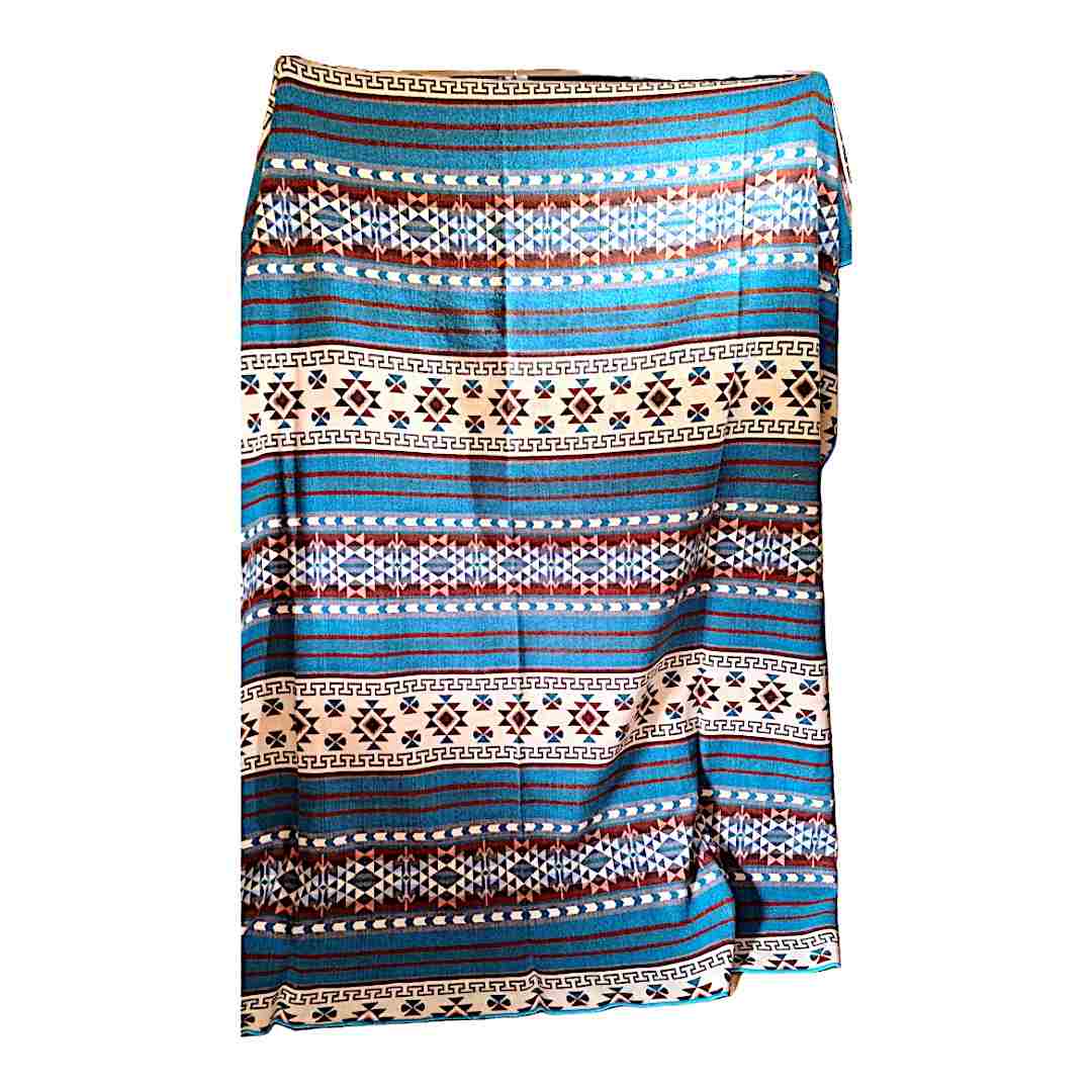 Alpaca Wool Native Blanket Blue White