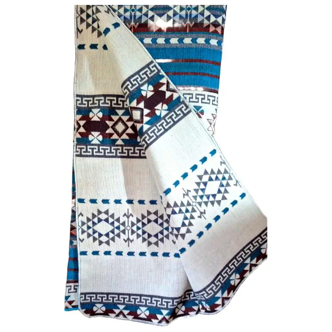 Alpaca Wool Native Blanket Blue White