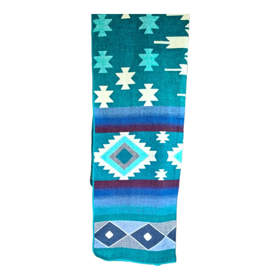 Alpaca Wool Native Blanket Green Blue