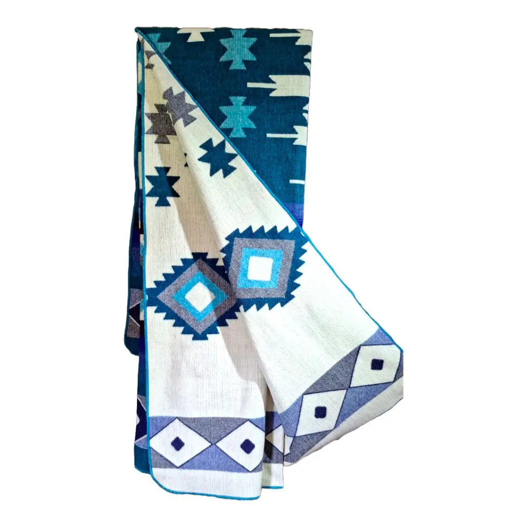 Alpaca Wool Native Blanket Green Blue
