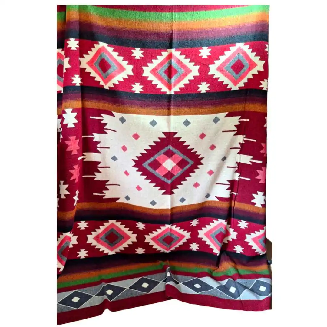 Alpaca Wool Native Blanket Red White
