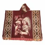 alpaca wool poncho red with native style 11a