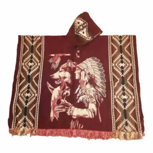 Alpaca Wool Poncho Red With Native Style 1