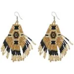 beaded earrings gold black white miyuki hand beaded earrings 12 krazy bear