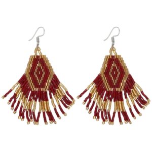 Beaded Earrings Red Gold Miyuki Beads F19