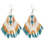 beaded earrings turquoise gold white miyuki hand beaded earrings 22 krazy bear