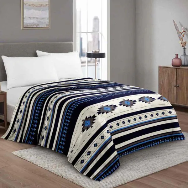 Native Design Fleece King Blanket Blue White