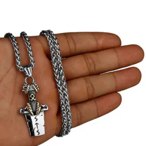 Broken Viking Sword Stainless Steel Necklace Gold