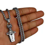 Broken Viking Sword Stainless Steel Necklace Silver