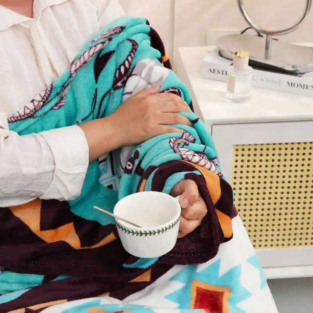 brown and green steer plush blanket krazy bear trading post 4