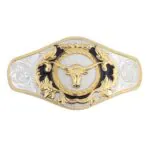 Charro Belt Buckle Bull with Silver-Gold-Black