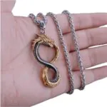 Dragon Snake Stainless Steel Necklace Gold