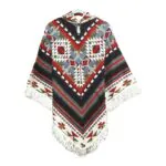 Ecuador Poncho Geometric Diamond Red Grey Black