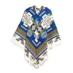 ecuador poncho geometric diamond blue gold white 1