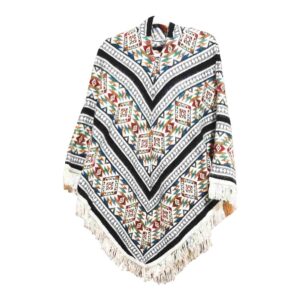 Ecuador Poncho Geometric Diamond Grey Black White 1