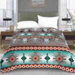 Native Fleece King Blanket Green Steer