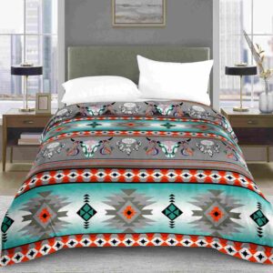 Native Fleece King Blanket Green Steer