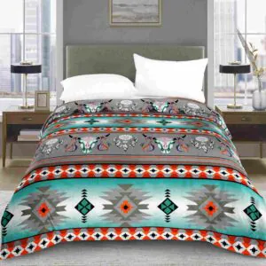 Native Fleece King Blanket Green Steer