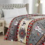 Native Design Fleece King Blanket Grey White Steer