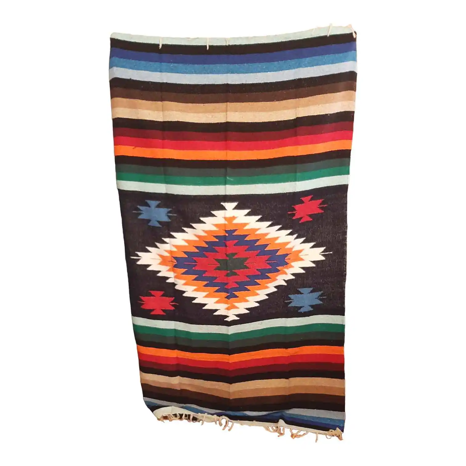 Handloomed Navajo Style Blanket Navy Blue